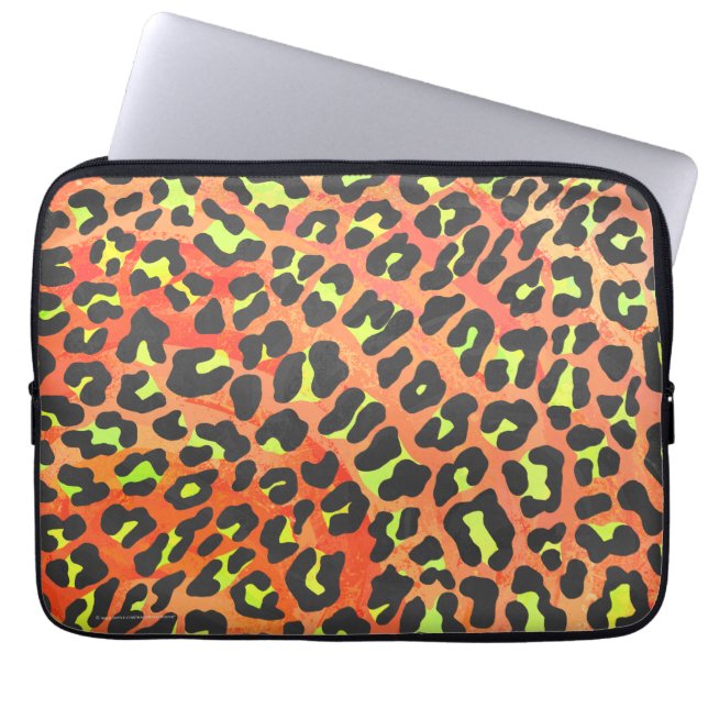 Funda Para Portátil Naranja leopardo e impresión amarilla (Frente)