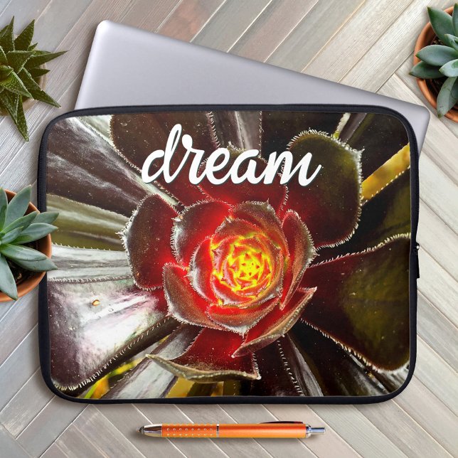 Funda Para Portátil Naranja negro Cactus Photography Dream Cote Script (Subido por el creador)