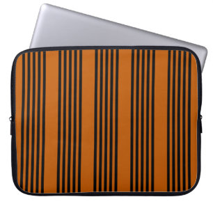 Funda Para Portátil Naranja negro y quemado de cinco rayas patrón