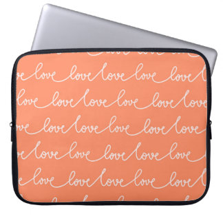 FUNDA PARA PORTÁTIL NARANJA PASTEL CON TUBERÍA DE AMOR BLANCO