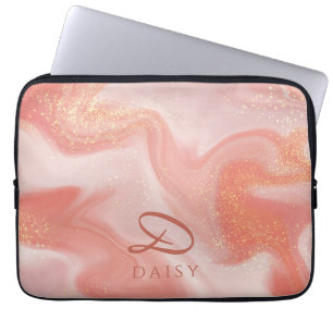 Funda Para Portátil Naranja Peach Purpurina de oro Personalizable de m