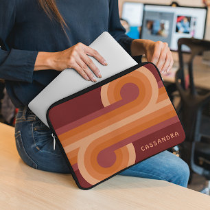 Funda Para Portátil Naranja personalizado Patrón de arte oscuro maroon