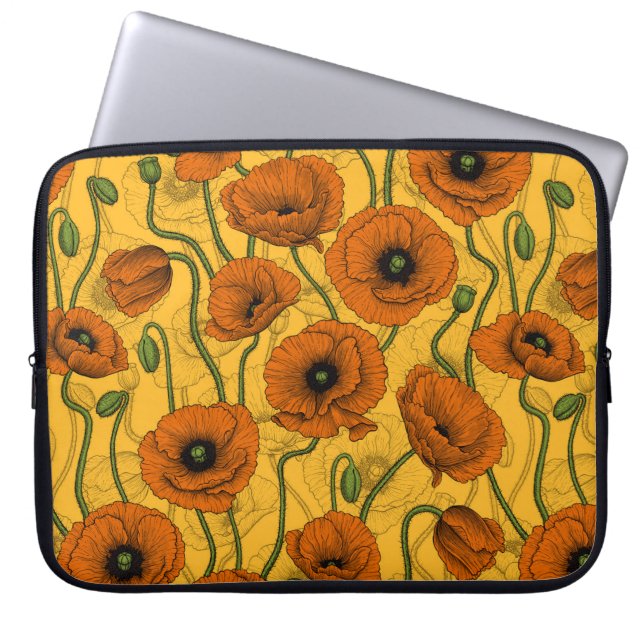 Funda Para Portátil Naranja Poppies (Frente)