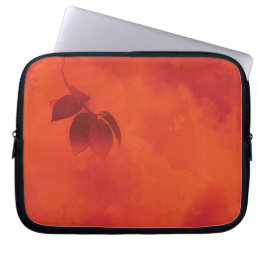 Funda Para Portátil Naranja quemado Persimmon Abstrato de hojas otoño