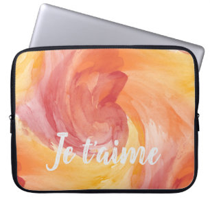 Funda Para Portátil Naranja rojo de llama de tinte Paintería amor acua