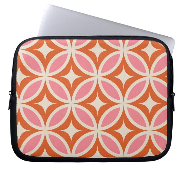 Funda Para Portátil Naranja rosa de patrón geométrico moderno de media (Frente)