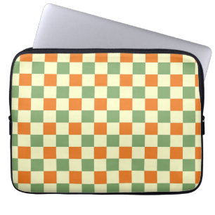 Funda Para Portátil Naranja Verde Brown Checkered Gingham Pattern