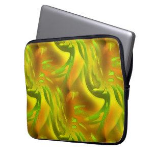 Funda Para Portátil Naranja verde digital en textura áspera amarilla
