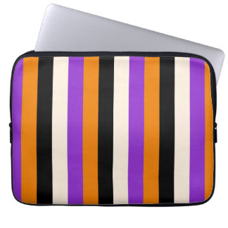 Funda Para Portátil Naranja Violeta Negro Raya Halloween