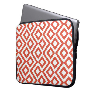 Funda Para Portátil Naranja y meandro blanco