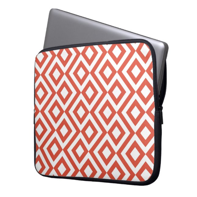 Funda Para Portátil Naranja y meandro blanco (Anverso izquierdo)