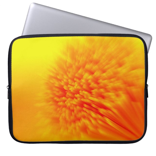 Funda Para Portátil Naranja y patrón amarillo en el manguito de la lap (Frente)