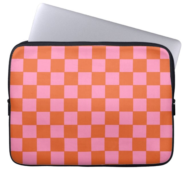 Funda Para Portátil Naranja y rosa de verificación (Frente)
