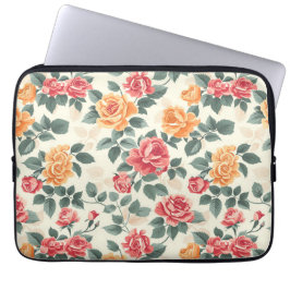 Funda Para Portátil Naranja y Rosa dorado Floral