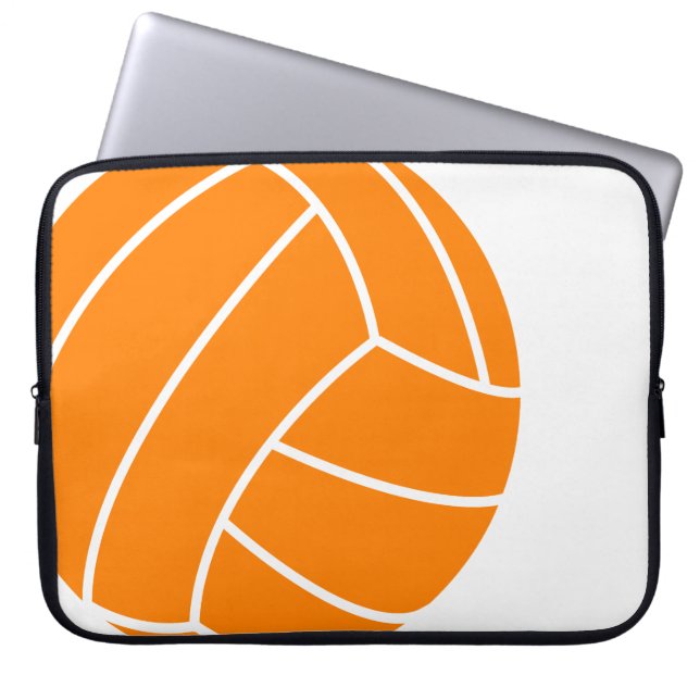 Funda Para Portátil Naranja y voleibol blanco (Frente)
