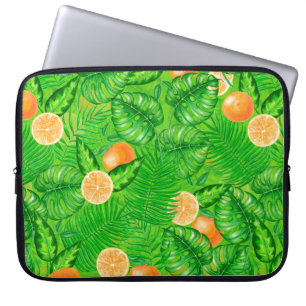 Funda Para Portátil Naranjas y hojas tropicales
