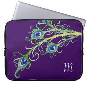 Funda Para Portátil Naufragio de plumas de pavo real de estilo Art Dec