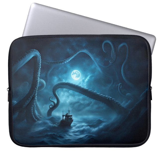 Funda Para Portátil Nautical Kraken Giant Squid Fishing Bote (Frente)