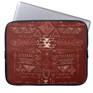 Funda Para Portátil Navajo Aztec: Patrón de Doodle Étnico.