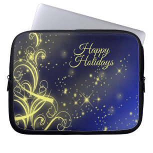 Funda Para Portátil Navidad Árbol Fiesta Oro Estrellas Naval Vacacione
