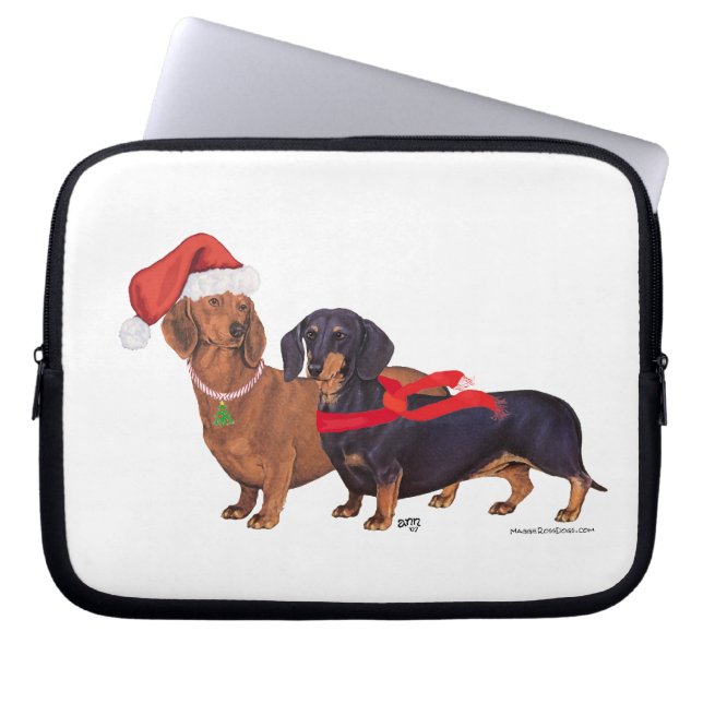 Funda Para Portátil Navidad de Dachshunds (Frente)