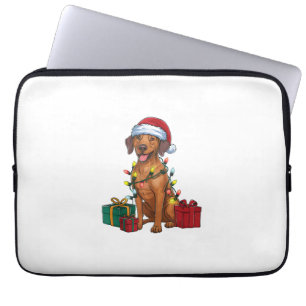 Funda Para Portátil Navidad iluminando a Santa Rhodesian Ridgeback per