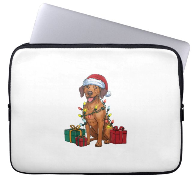 Funda Para Portátil Navidad iluminando a Santa Rhodesian Ridgeback per (Frente)