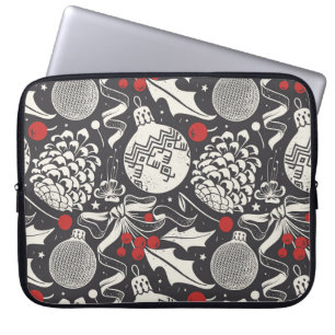 Funda Para Portátil Navidades A Mano: Mistletoe Pine Seamless.