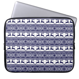 Funda Para Portátil Navidades, azul y blanco escandinavo