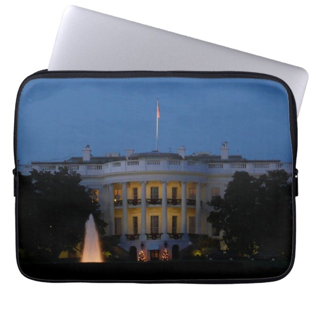 Funda Para Portátil Navidades Casa Blanca de noche en Washington DC (Frente)