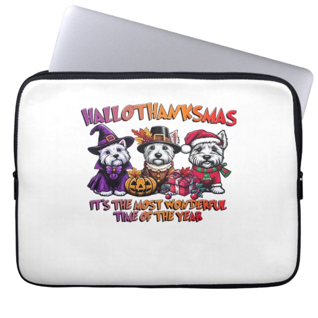 Funda Para Portátil Navidades de Acción de Gracias de Escocia Terrier  (Frente)