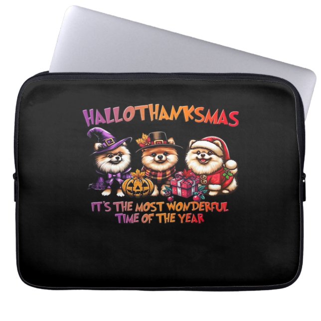 Funda Para Portátil Navidades de Acción de Gracias de Halloween de Pom (Frente)