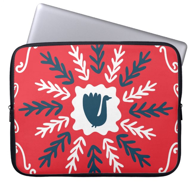 Funda Para Portátil Navidades de arte Folk Doodle Tile (Frente)