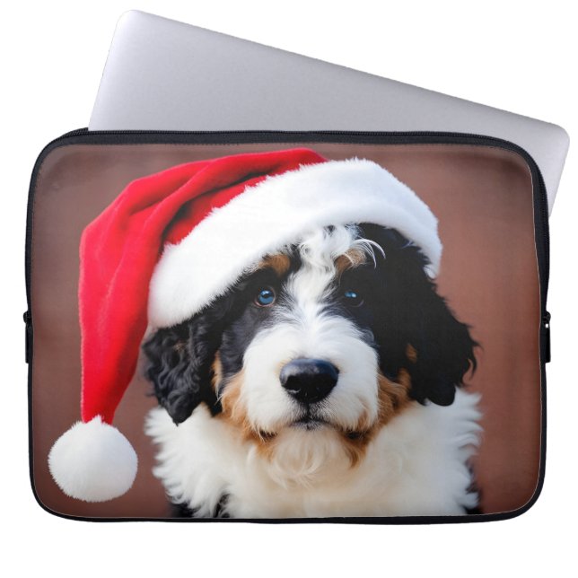 Funda Para Portátil Navidades de Bernedoodle (Frente)