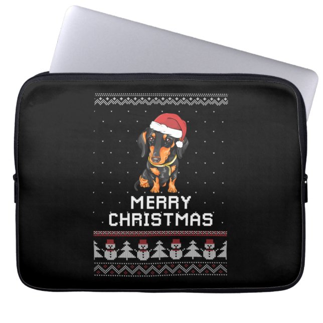 Funda Para Portátil Navidades de Dachshund (Frente)