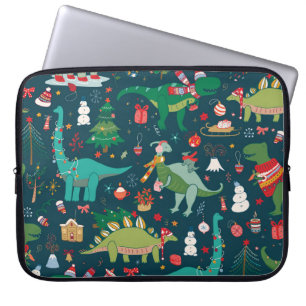 Funda Para Portátil Navidades de dinosaurios: Feliz Año Nuevo