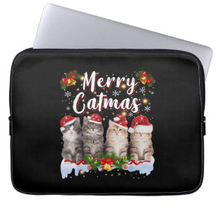 Funda Para Portátil Navidades de gato Santa Hat Graciosa Feliz Navidad