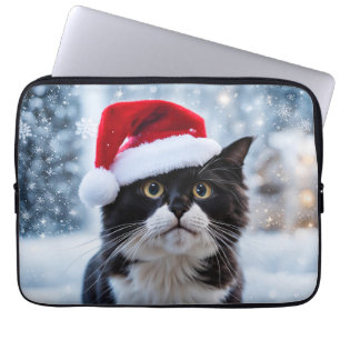 Funda Para Portátil Navidades de gatos negros y blancos
