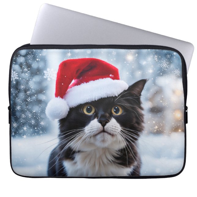 Funda Para Portátil Navidades de gatos negros y blancos (Frente)