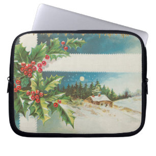 Funda Para Portátil Navidades de la escena Holly Snow Winter
