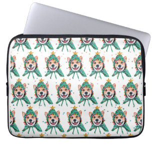 Funda Para Portátil Navidades de la raza de perro de Corgi