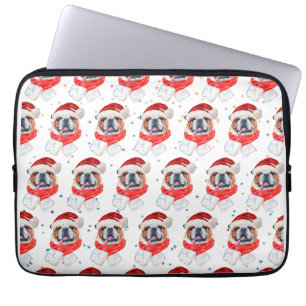Funda Para Portátil Navidades de la raza de perro del Bulldog inglés