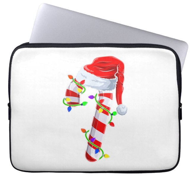 Funda Para Portátil Navidades de la tripulación de Candy Cane alumbran (Frente)