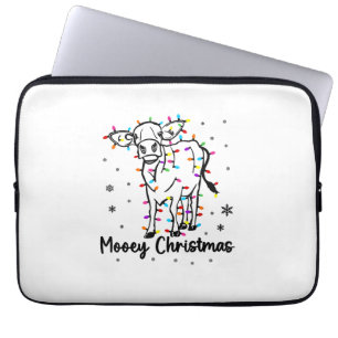 Funda Para Portátil Navidades de Mooey de vaca y árbol ligero divertid
