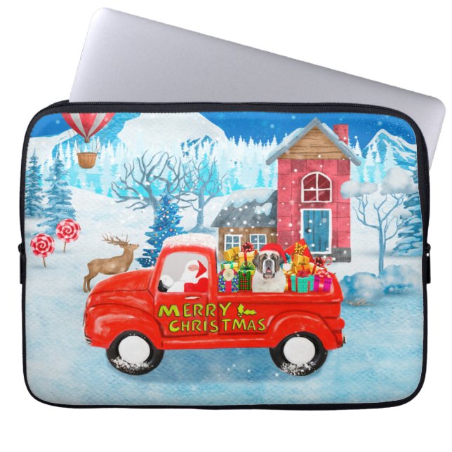 Funda Para Portátil Navidades de perros de San Bernardo con nieve en c (Frente)