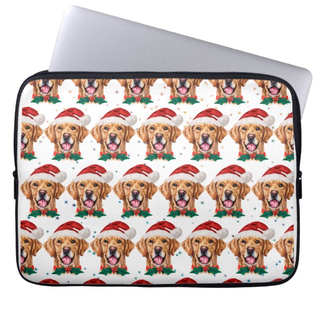 Funda Para Portátil Navidades de raza de perro de Golden Retriever (Frente)