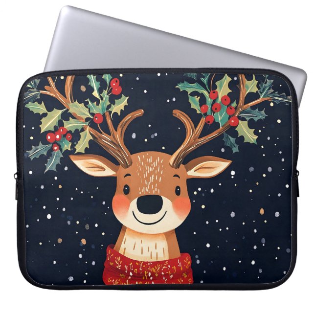 Funda Para Portátil Navidades de renos Starry Noche de Twinkle (Frente)