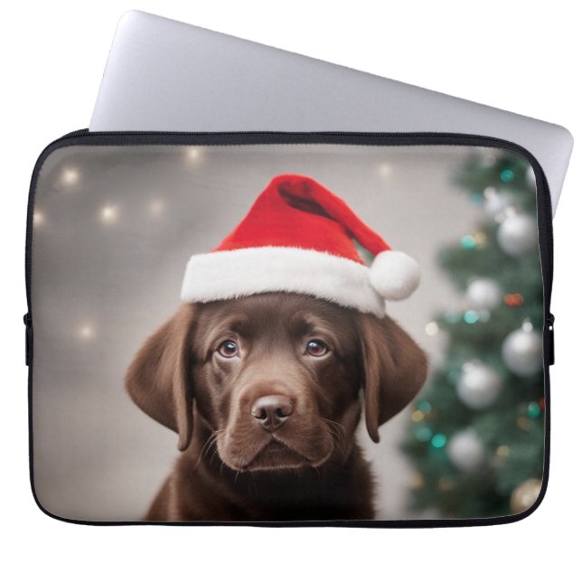 Funda Para Portátil Navidades del chocolate Labrador (Frente)