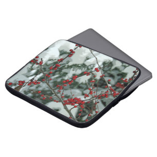 Funda Para Portátil Navidades del invierno rojo Berries festejan la ma