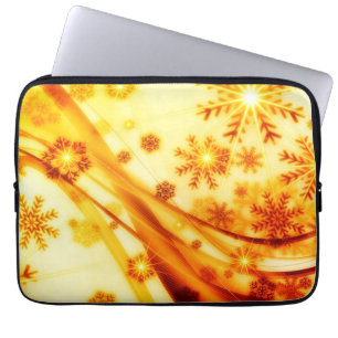 Funda Para Portátil Navidades dorados copos de nieve